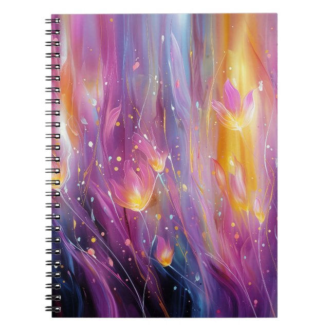Abstrakt lysande blomexplosion anteckningsbok (Framsidan)