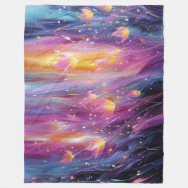 Abstrakt lysande blomexplosion fleecefilt