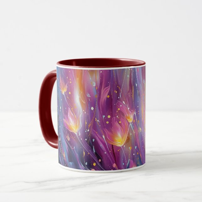 Abstrakt lysande blomexplosion mugg (Framsida vänster)