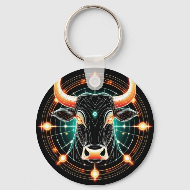 Abstrakt lysande Oxen-illustration Nyckelring (Framsida)