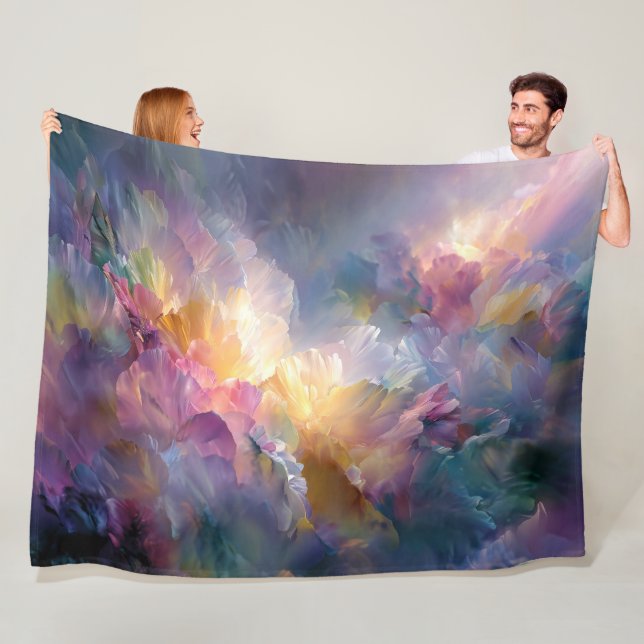 Abstrakt lysande pastell blomsterkomposition fleecefilt (På plats)