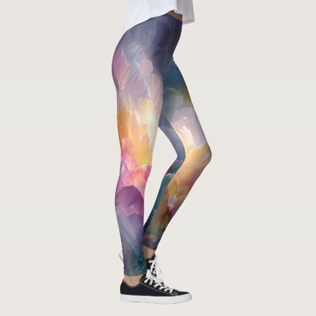 Abstrakt lysande pastell blomsterkomposition leggings (Höger)