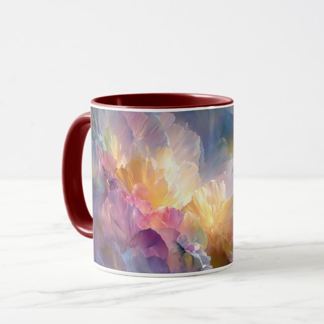 Abstrakt lysande pastell blomsterkomposition mugg (Framsida vänster)