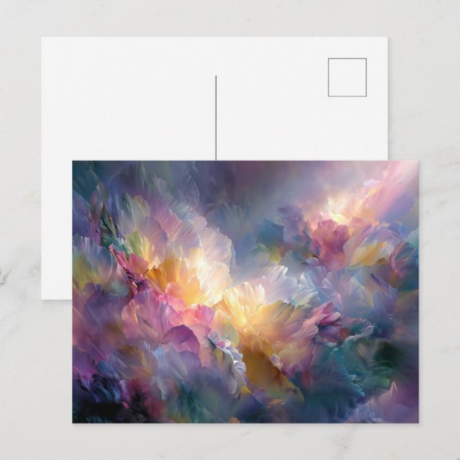 Abstrakt lysande pastell blomsterkomposition vykort (Fram/baksida)