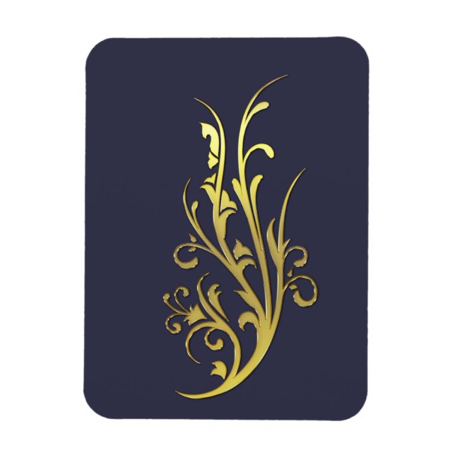 Abstrakt Lyx Falsk Guld Blomma Magnet (Vertikal)