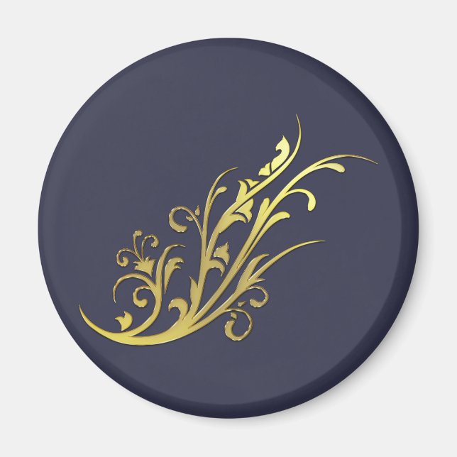 Abstrakt Lyx Falsk Guld Blomma Magnet (Framsidan)