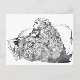 Abstrakt Macaque silhouette Vykort