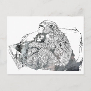 Abstrakt Macaque silhouette Vykort