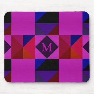 Abstrakt Magenta Geometrisk Mönster Monogram Musmatta