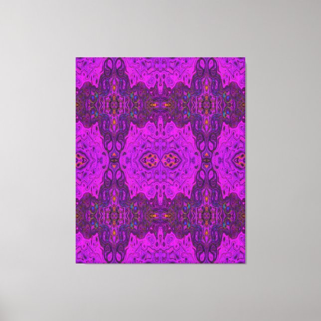 Abstrakt Magenta och Black Groovy Mönster Canvastryck (Framsida)