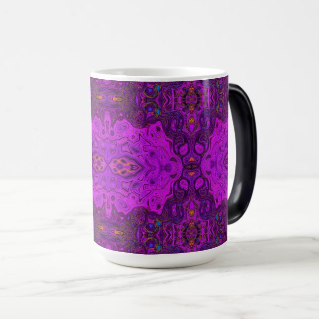 Abstrakt Magenta och Svart Groovy Mönster Magisk Mugg (Framsida höger)