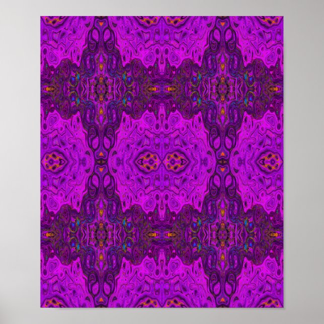 Abstrakt Magenta och Svart Groovy Mönster Poster (Framsidan)