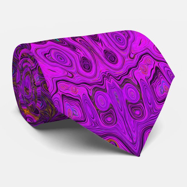 Abstrakt Magenta och Svart Groovy Mönster Slips (Rullad)