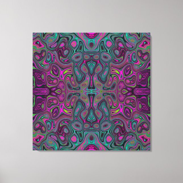 Abstrakt Magenta och Teal Blue Groovy Mönster Canvastryck (Framsida)