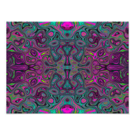 Abstrakt Magenta och Teal Blue Groovy Mönster Fototryck