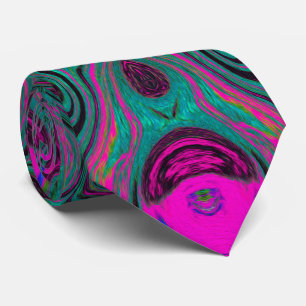 Abstrakt Magenta och Teal Blue Groovy Mönster Slips