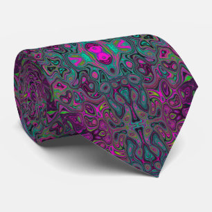 Abstrakt Magenta och Teal Blue Groovy Mönster Slips