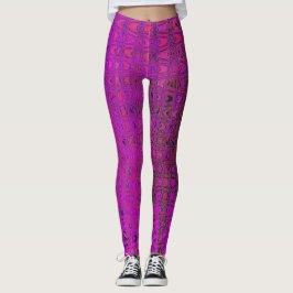Abstrakt Magenta Retro Boomerang Vinkarare Leggings