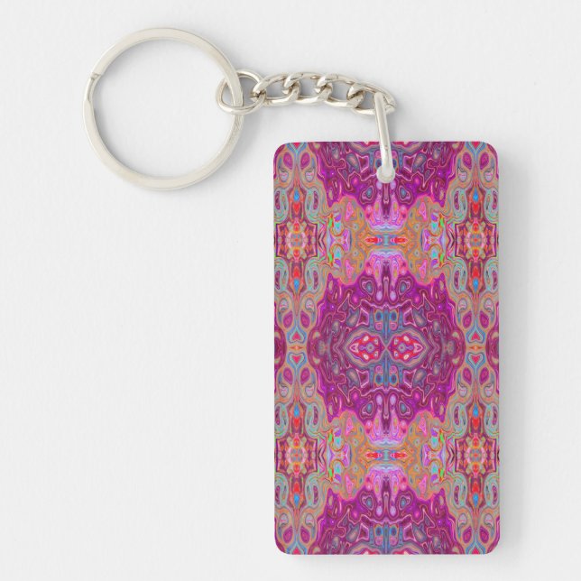 Abstrakt Magenta Rosa, Blue och Red Groovy Mönster (Framsidan)