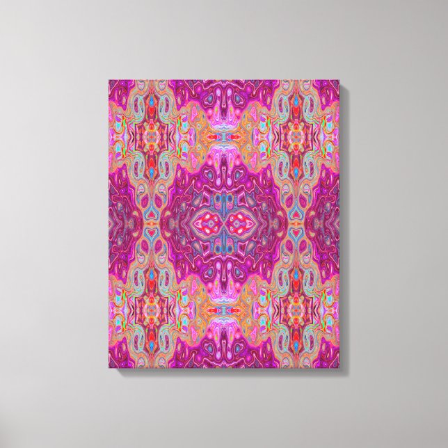 Abstrakt Magenta Rosa, Blue och Red Groovy Mönster Canvastryck (Framsida)