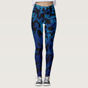 Abstrakt Magic - Blå bläckstråle svart Leggings
