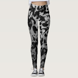 Abstrakt Magic - Silver Black Leggings