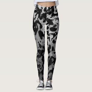 Abstrakt Magic - Silver Black Leggings