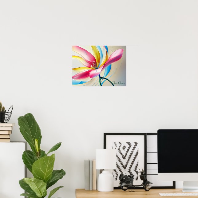 Abstrakt Magnolia Vattenfärg Blomning Poster (Hemmakontoret)