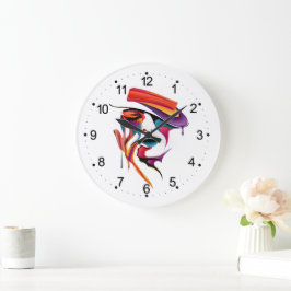 Abstrakt Måla kvinnor med färgstark färg Stor Klocka