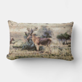 Abstrakt Målad antilop i Vilden Lumbarkudde