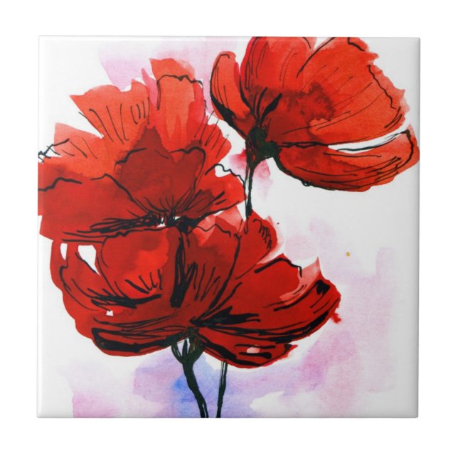 Abstrakt målad blom- bakgrund 2 kakelplatta (Framsidan)