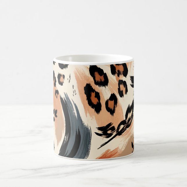 Abstrakt Målad exotisk djurskrift Skriv ut leopard Kaffemugg (Center)