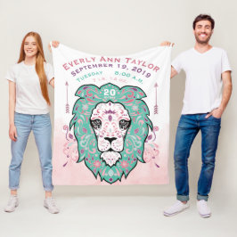 Abstrakt Målad Lejona Flicka-födelseregistrering Fleecefilt