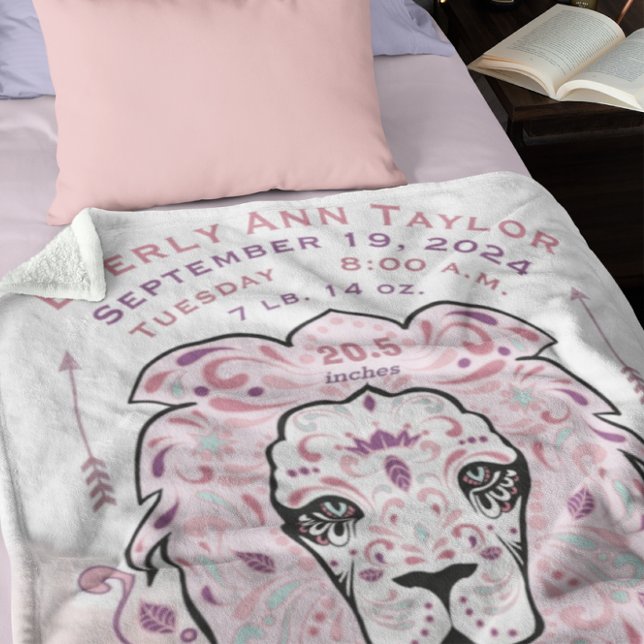 Abstrakt Målad Lejona Flicka-födelseregistrering Fleecefilt (Skapare uppladdad)