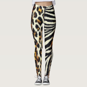 Abstrakt Målade Blandade Vilda Djurtryck Leggings