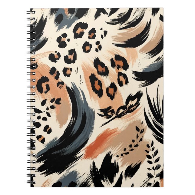 Abstrakt Målade Exotiska Djurtryck Leopard Anteckningsbok (Framsidan)