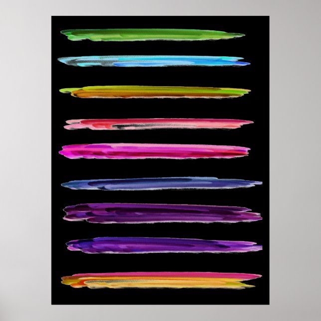 Abstrakt målning Färgglada penseldrag #2 Poster (Framsidan)