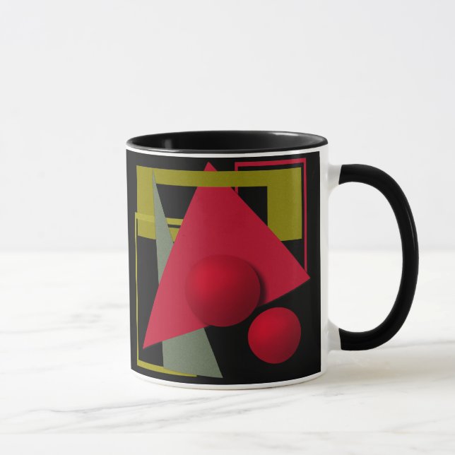 Abstrakt målning, geometriska former mugg (Höger)