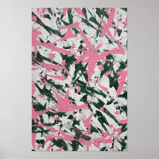 Abstrakt målning i rosa och grönt poster (Framsidan)