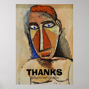Abstrakt Man Ansikte med THANKS, lägg till text Poster