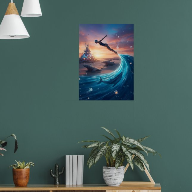Abstrakt man hopp öken poster (Vardagsrum 1)