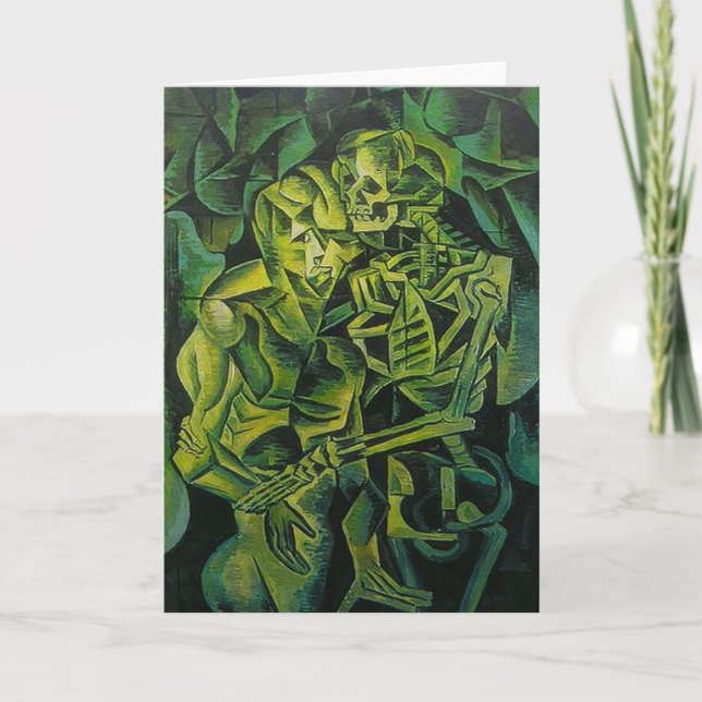 Abstrakt Man och Skeleton Geometric Art Kort (Framsida)