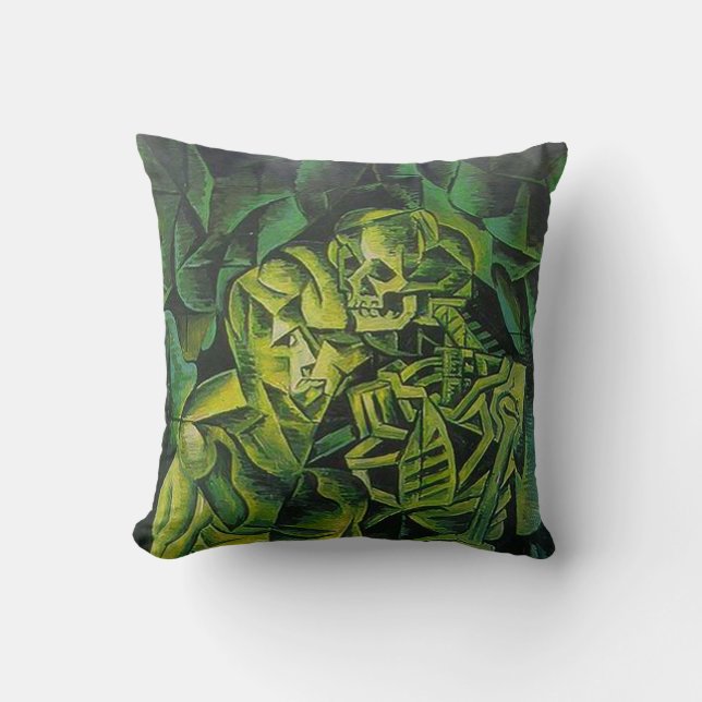 Abstrakt Man och Skeleton Geometric Art Kudde (Framsida)