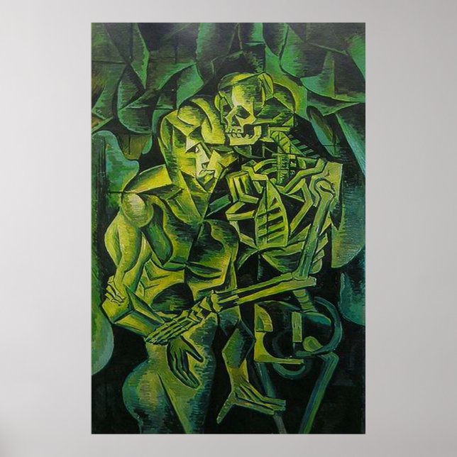 Abstrakt Man och Skeleton Geometric Art Poster (Framsidan)