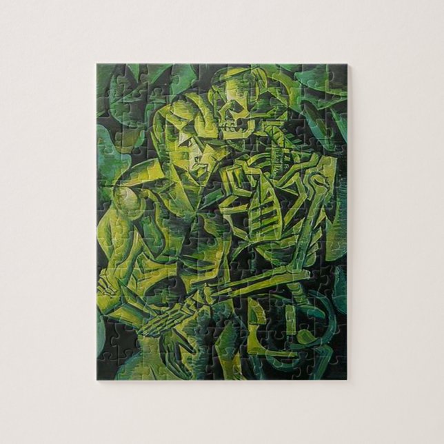 Abstrakt Man och Skeleton Geometric Art Pussel (Vertikal)