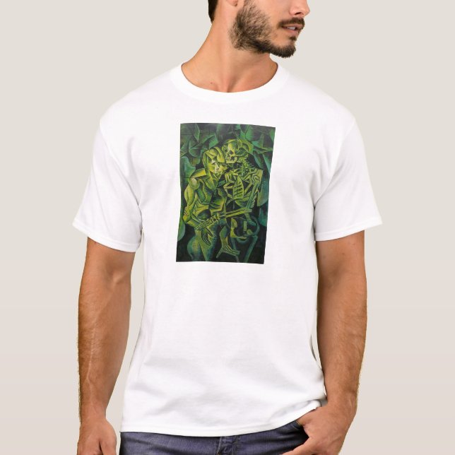 Abstrakt Man och Skeleton Geometric Art T-shirt (Framsida)