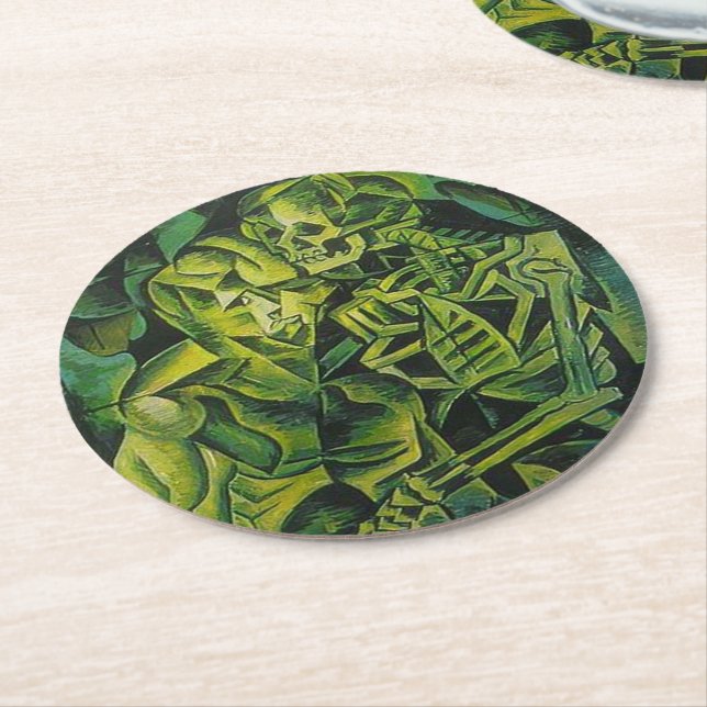 Abstrakt Man och Skeleton Geometric Art Underlägg Papper Rund (Vinklad)