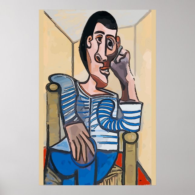 Abstrakt Man på Cell Mobil, redigera text Poster (Framsidan)