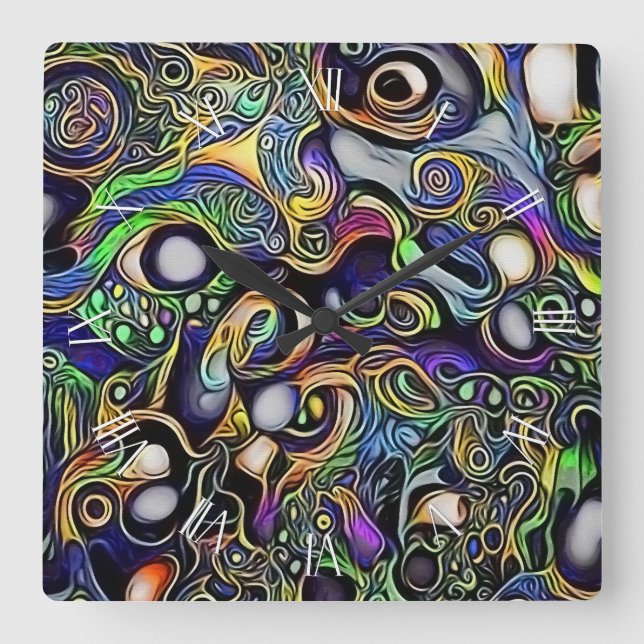 Abstrakt man porträtt fyrkantig klocka (Framsida)