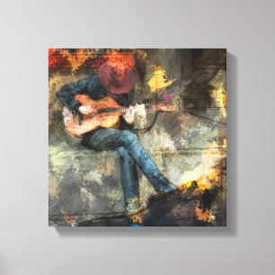 Abstrakt Man spelar gitarr - väggkonst Decor. Canvastryck